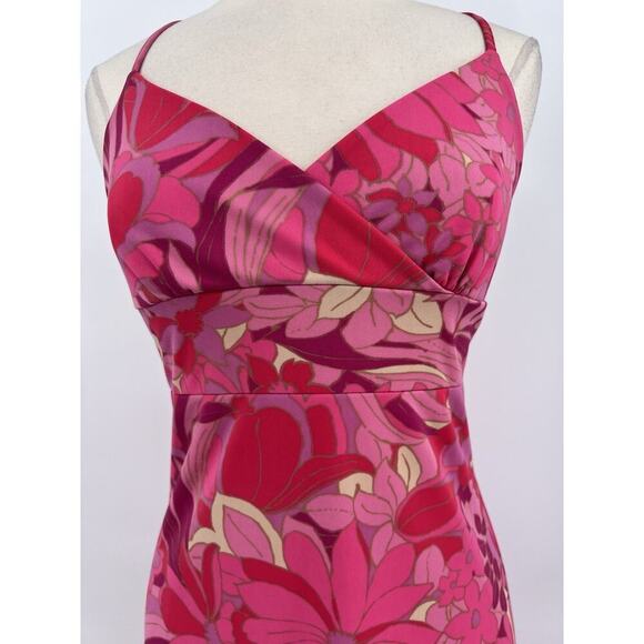 90s Y2K Vintage Express Floral Pink Spaghetti Strap Sundress Groovy Dress 5/6 - Picture 3 of 10